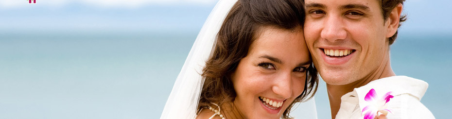 bridal couple on beach
